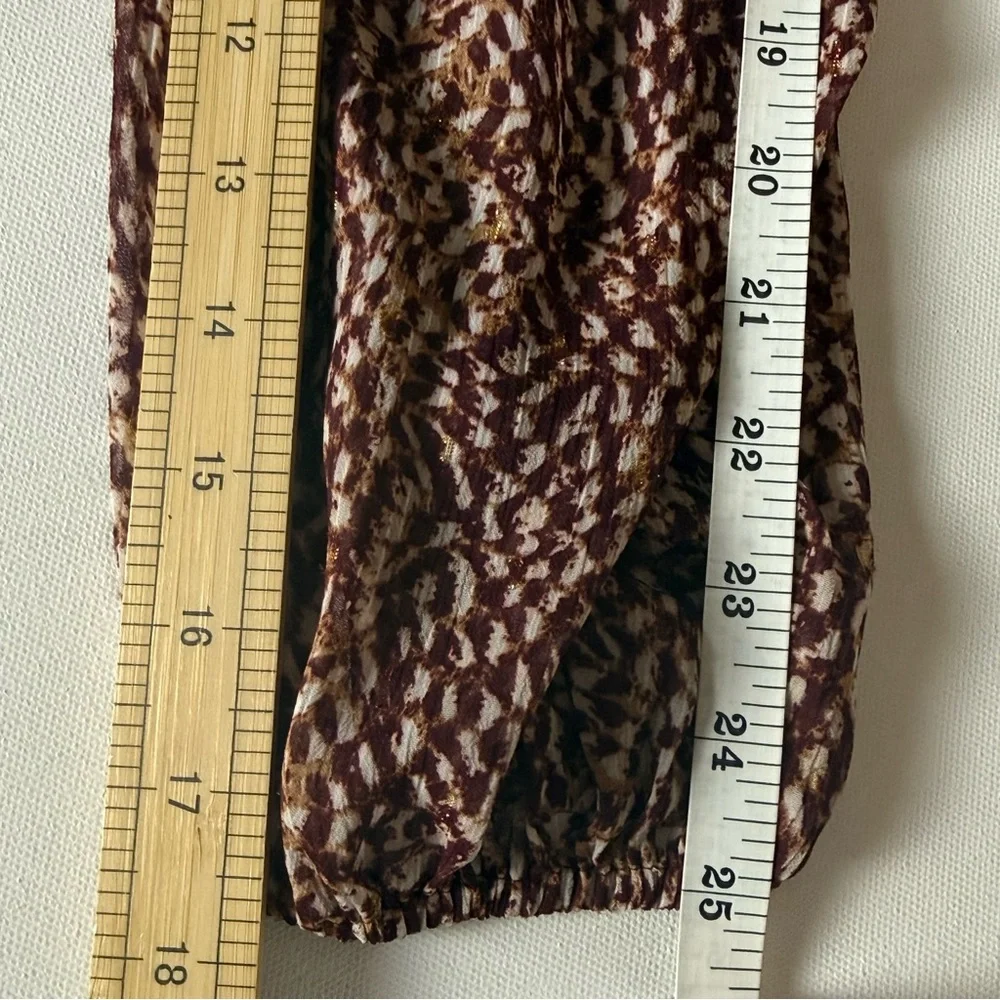 Express Burgundy Wine Boho Ruffle Tie Waist Mini Dress M Fall Holiday Chic - Picture 9 of 9